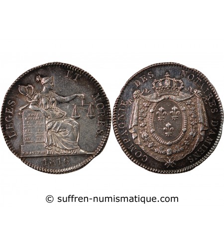 NOTAIRES, AMIENS – JETON ARGENT 1816
