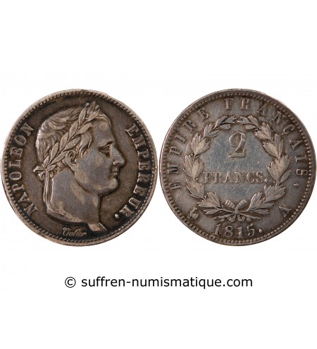 NAPOLEON Ier, CENT-JOURS - 2 FRANCS ARGENT 1815 A PARIS