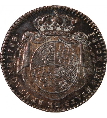 ETATS DE BRETAGNE, LOUIS XV – JETON ARGENT 1768 RENNES