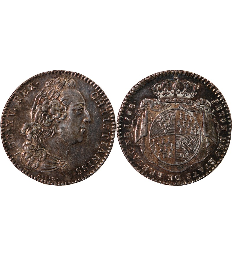 ETATS DE BRETAGNE, LOUIS XV – JETON ARGENT 1768 RENNES