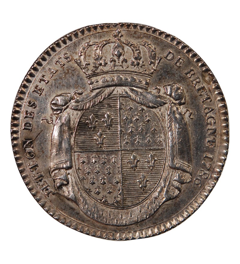 ETATS DE BRETAGNE, LOUIS XVI – JETON ARGENT 1786 RENNES
