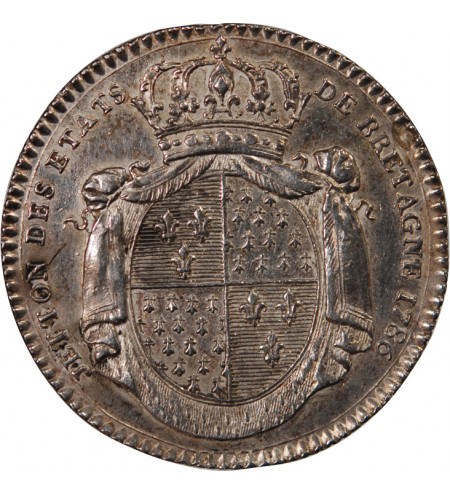ETATS DE BRETAGNE, LOUIS XVI – JETON ARGENT 1786 RENNES