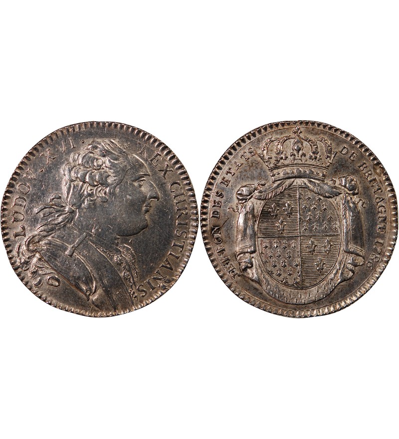 ETATS DE BRETAGNE, LOUIS XVI – JETON ARGENT 1786 RENNES
