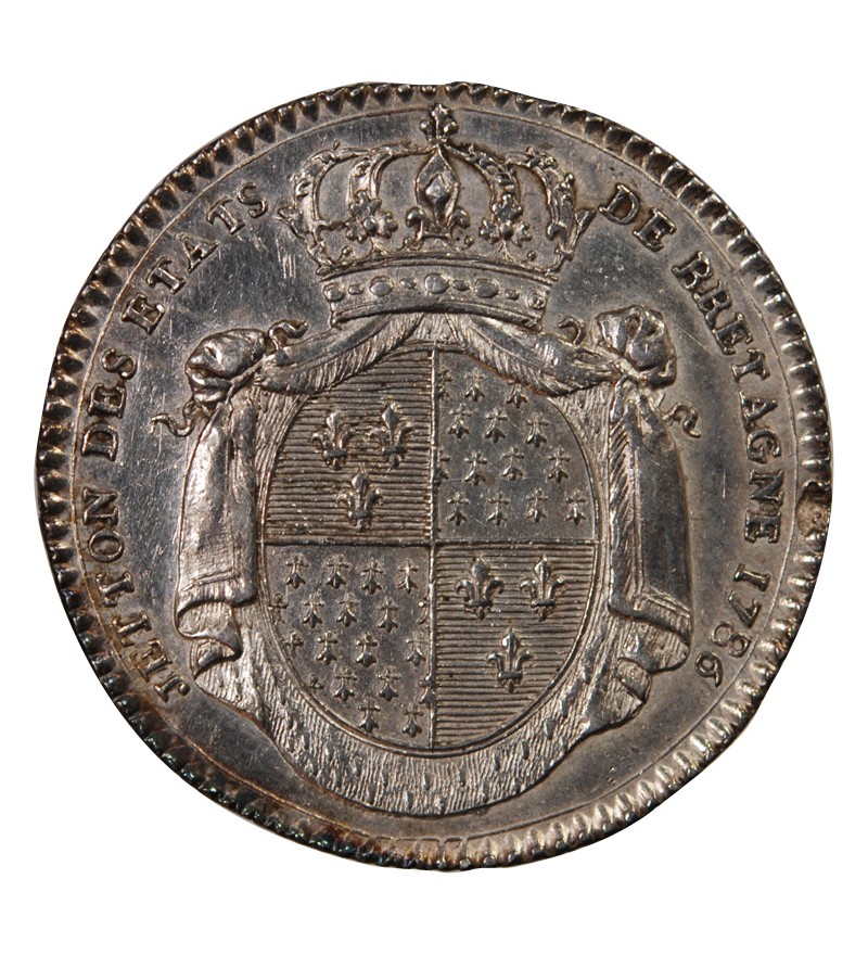 ETATS DE BRETAGNE, LOUIS XVI – JETON ARGENT 1786 RENNES