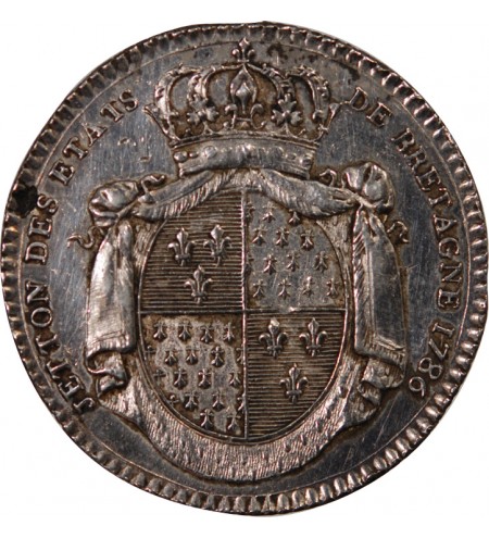 ETATS DE BRETAGNE, LOUIS XVI – JETON ARGENT 1786 RENNES