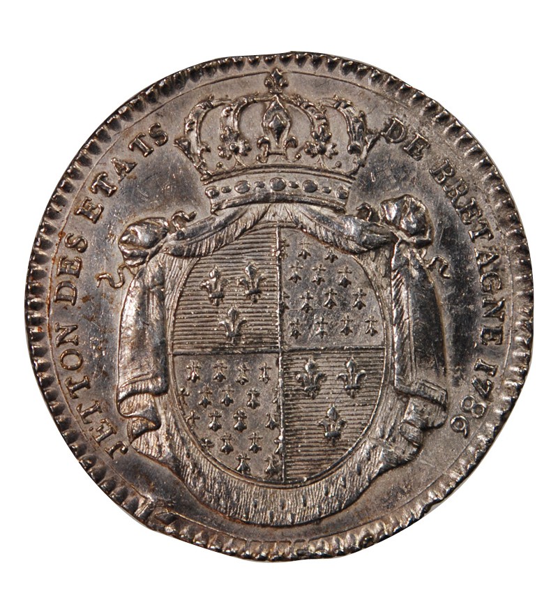 ETATS DE BRETAGNE, LOUIS XVI – JETON ARGENT 1786 RENNES