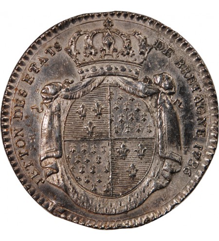ETATS DE BRETAGNE, LOUIS XVI – JETON ARGENT 1786 RENNES
