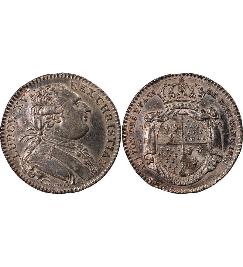 ETATS DE BRETAGNE, LOUIS XVI – JETON ARGENT 1786 RENNES