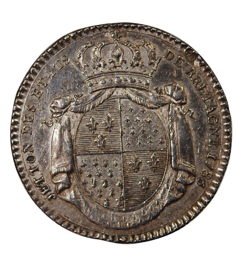 ETATS DE BRETAGNE, LOUIS XVI – JETON ARGENT 1786 RENNES