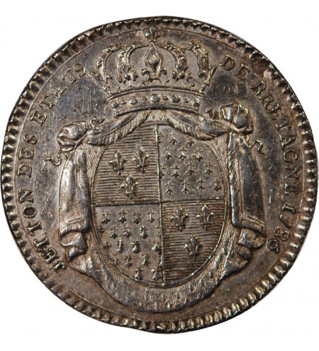 ETATS DE BRETAGNE, LOUIS XVI – JETON ARGENT 1786 RENNES