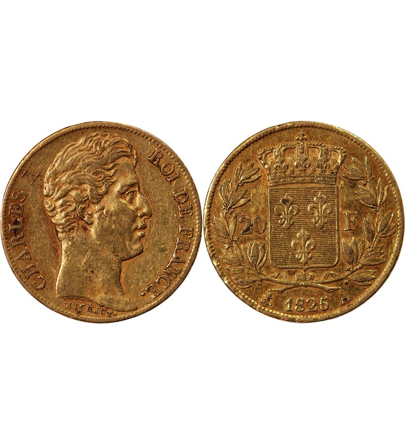 20 FRANCS OR CHARLES X 1825 A PARIS "4,5 Feuilles"