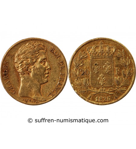 20 FRANCS OR CHARLES X 1825 A PARIS "4,5 Feuilles"