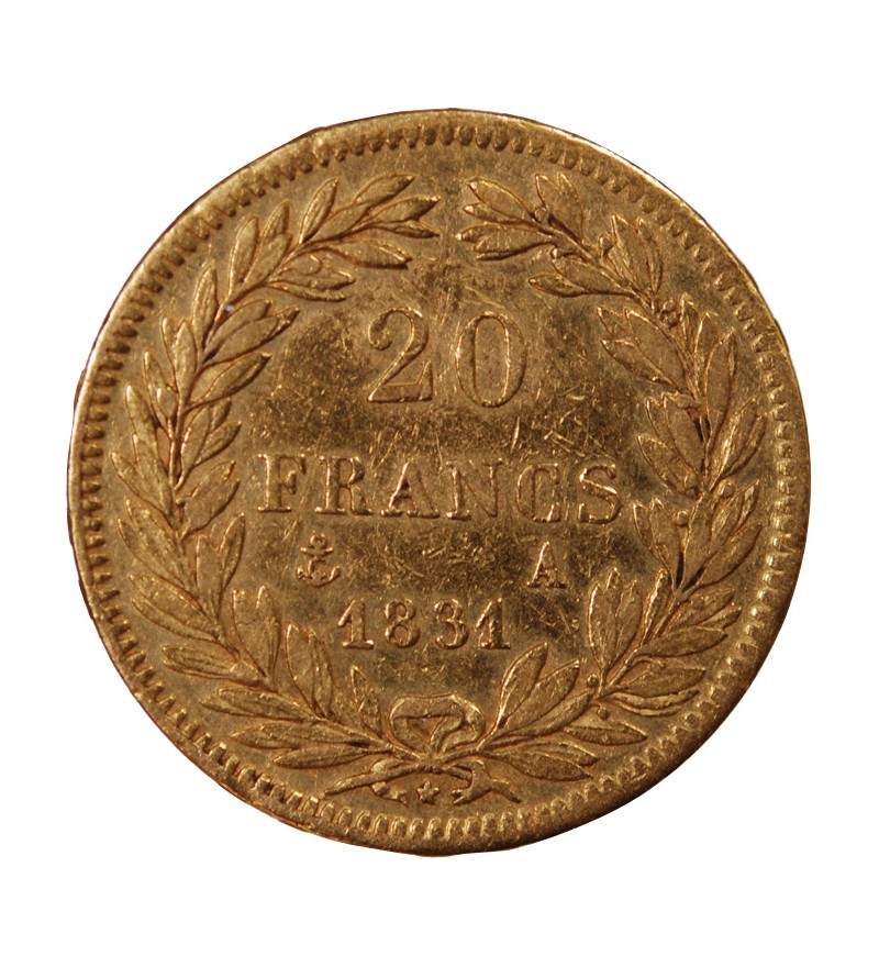 LOUIS PHILIPPE﻿ Ier - 20 FRANCS OR 1831 A PARIS "Tête Nue Tranche en Relief"﻿