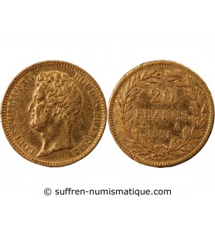 LOUIS PHILIPPE﻿ Ier - 20 FRANCS OR 1831 A PARIS "Tête Nue Tranche en Relief"﻿