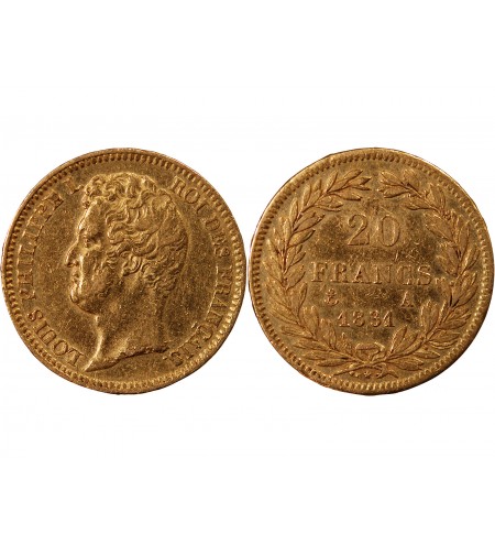 LOUIS PHILIPPE﻿ Ier - 20 FRANCS OR 1831 A PARIS "Tête Nue Tranche en Relief"﻿