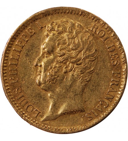 LOUIS PHILIPPE﻿ Ier - 20 FRANCS OR 1831 A PARIS "Tête Nue Tranche en Creux"﻿