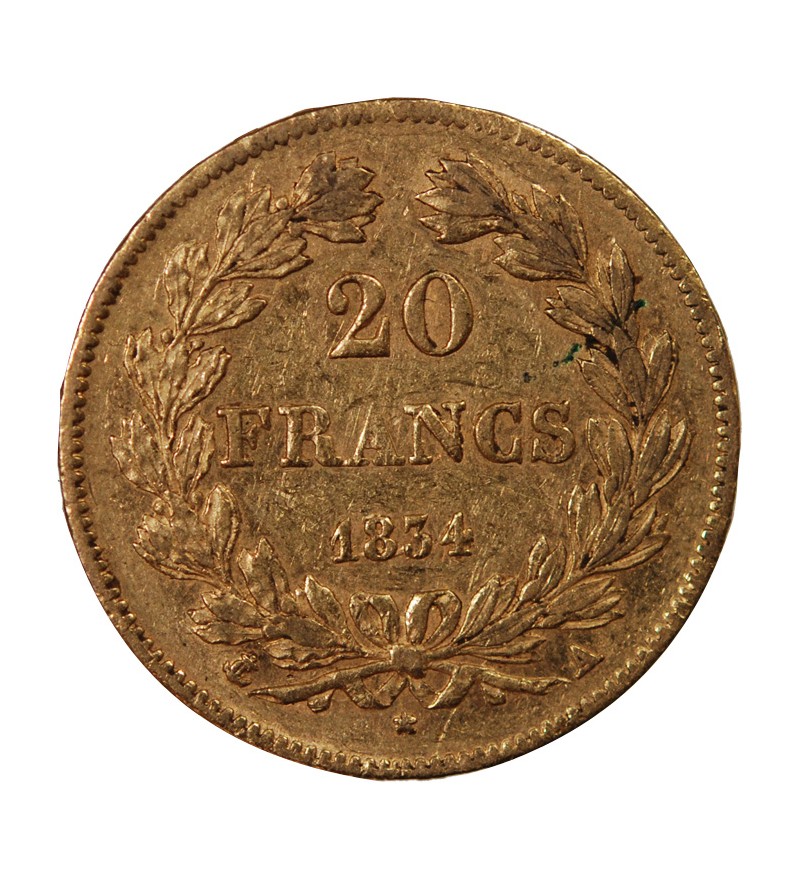 LOUIS PHILIPPE﻿ - 20 FRANCS OR 1844 W LILLE