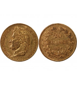 LOUIS PHILIPPE﻿ - 20 FRANCS OR 1844 W LILLE 2