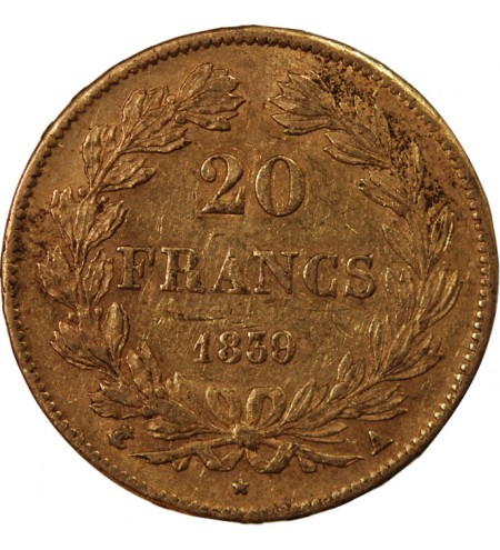 LOUIS PHILIPPE﻿ Ier - 20 FRANCS OR 1839 A PARIS﻿