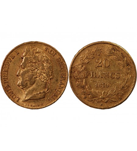 LOUIS PHILIPPE﻿ Ier - 20 FRANCS OR 1839 A PARIS﻿