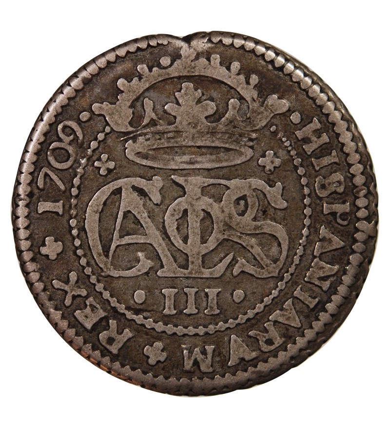 PRINCIPAUTE DE CATALOGNE, CHARLES III - 2 REALES ARGENT 1709 BARCELONE