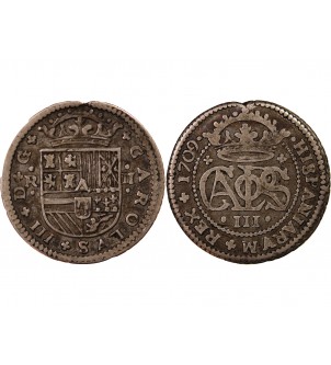 PRINCIPAUTE DE CATALOGNE, CHARLES III - 2 REALES ARGENT 1709 BARCELONE 2