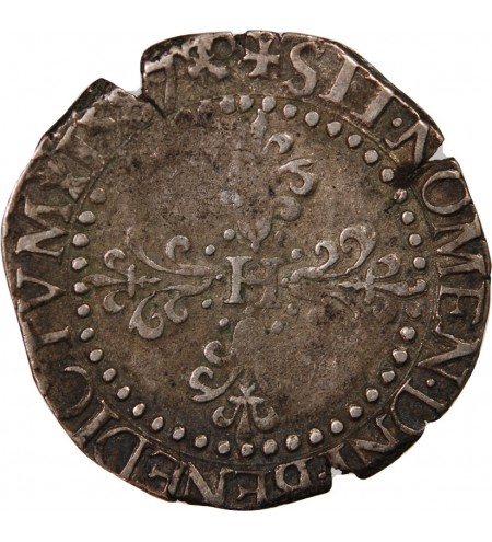 HENRI III - 1/2 FRANC ARGENT 1587 H LA ROCHELLE
