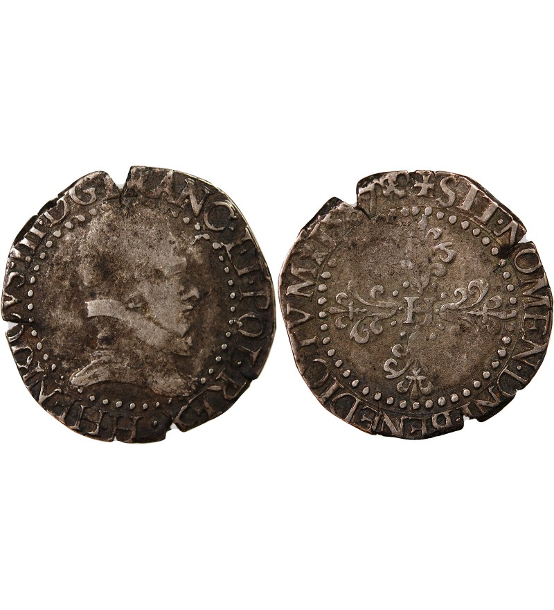 HENRI III - 1/2 FRANC ARGENT 1587 H LA ROCHELLE