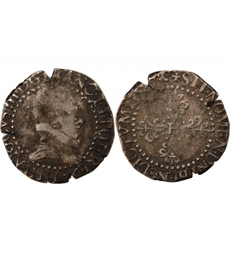 HENRI III - 1/2 FRANC ARGENT 1587 H LA ROCHELLE