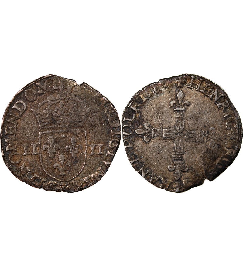 HENRI III - 1/4 ECU ARGENT 158? L BAYONNE
