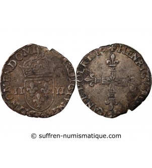 HENRI III - 1/4 ECU ARGENT 158? L BAYONNE