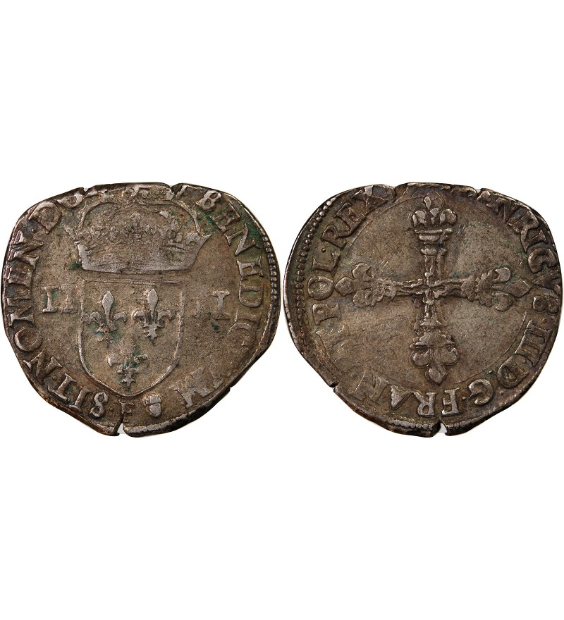 HENRI III - 1/4 ECU ARGENT 15?? F ANGERS