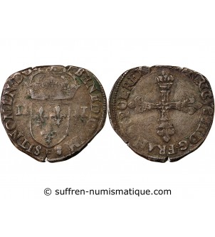 HENRI III - 1/4 ECU ARGENT 15?? F ANGERS