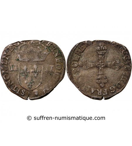 HENRI III - 1/4 ECU ARGENT 15?? F ANGERS