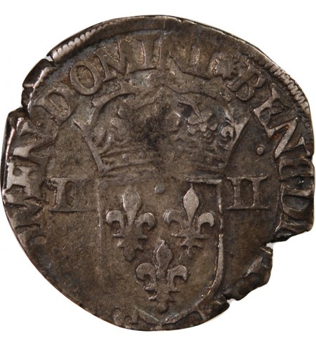 HENRI III - 1/4 ECU ARGENT 1585 - NANTES