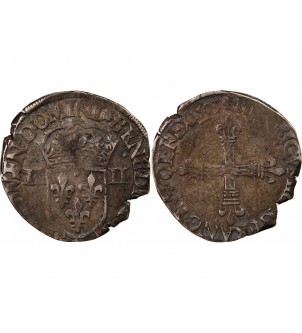 HENRI III - 1/4 ECU ARGENT 1585 - NANTES 2