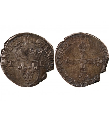 HENRI III - 1/4 ECU ARGENT 1585 - NANTES