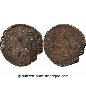 HENRI III - 1/4 ECU ARGENT 1585 - NANTES