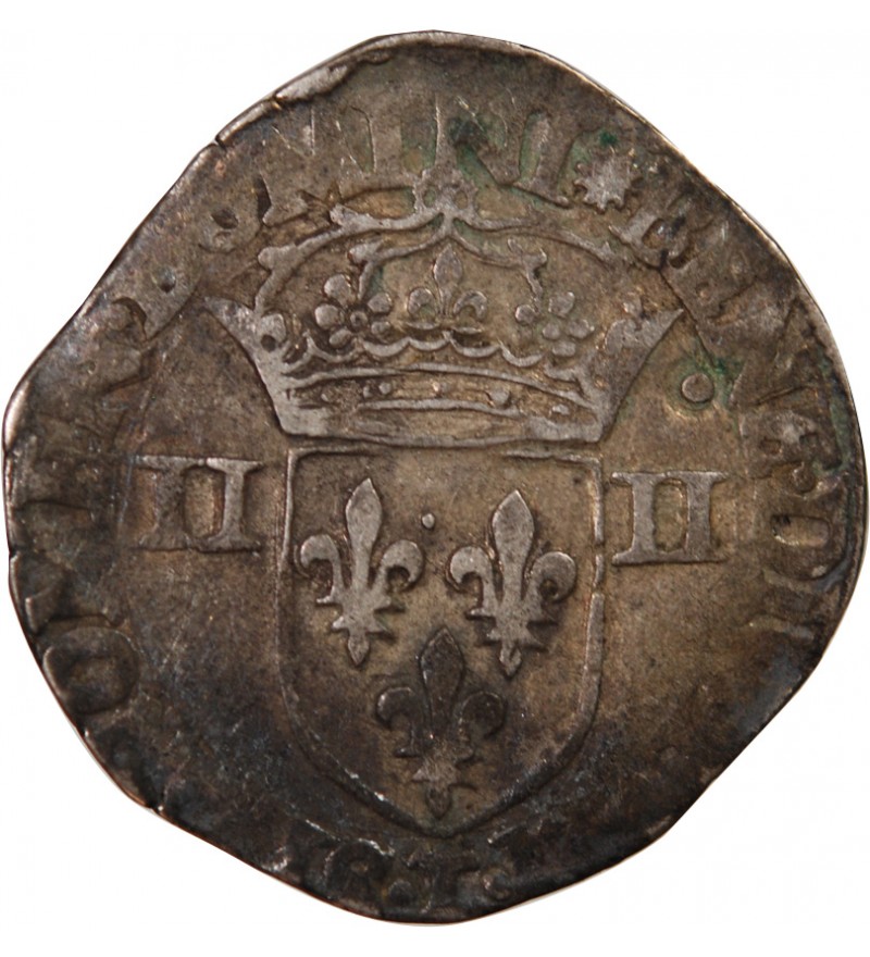 HENRI III - 1/4 ECU ARGENT 1581 T NANTES