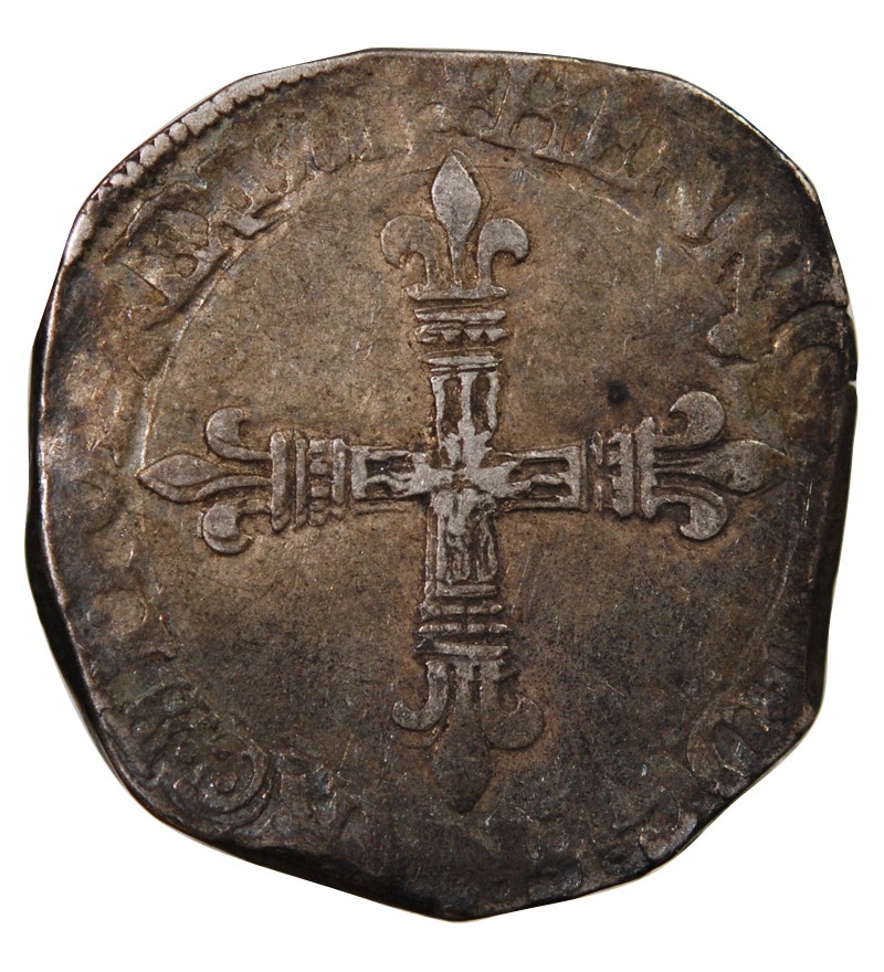 HENRI III - 1/4 ECU ARGENT 1581 T NANTES