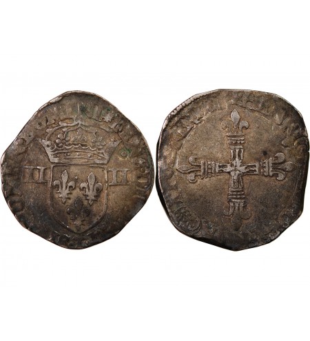 HENRI III - 1/4 ECU ARGENT 1581 T NANTES