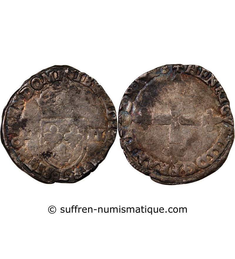 HENRI III - 1/4 ECU ARGENT 1588 L BAYONNE