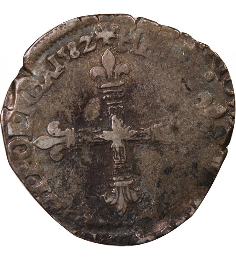 HENRI III - 1/4 ECU ARGENT 1582 T NANTES