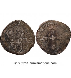 HENRI III - 1/4 ECU ARGENT 1582 T NANTES