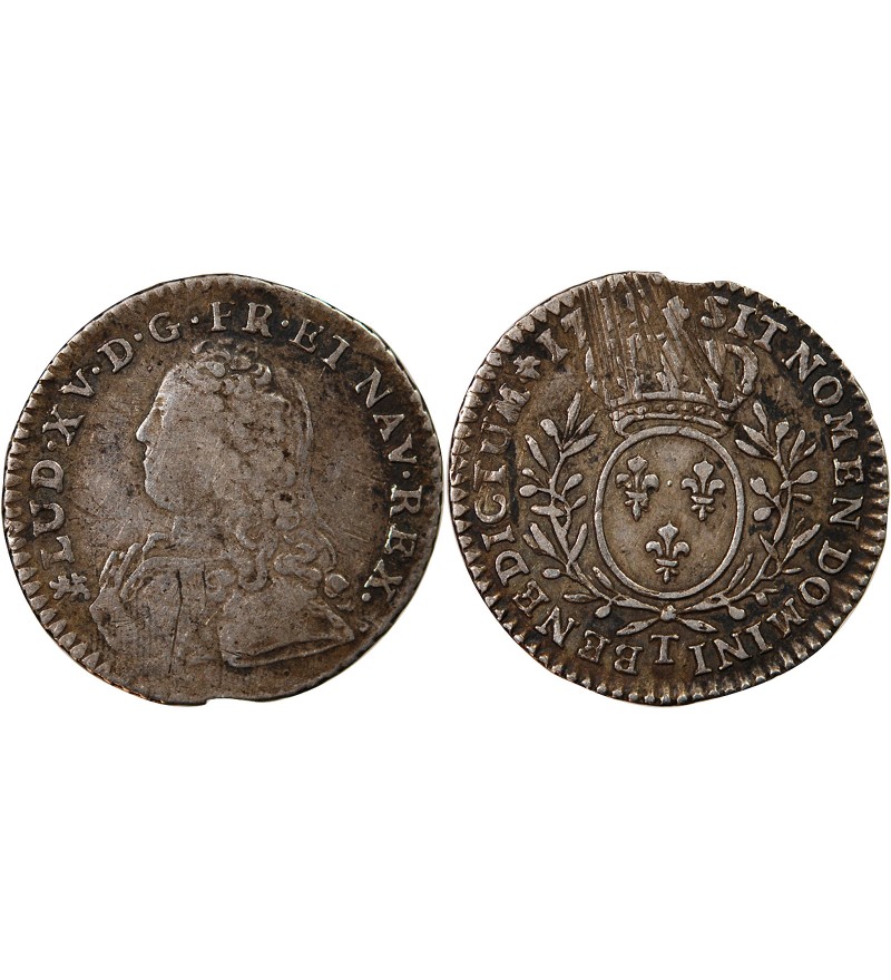 LOUIS XV - 1/10 ECU ARGENT 1735 T NANTES - R3
