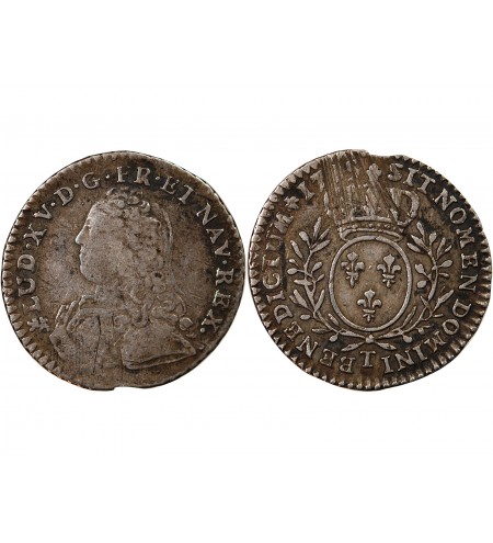 LOUIS XV - 1/10 ECU ARGENT 1735 T NANTES - R3