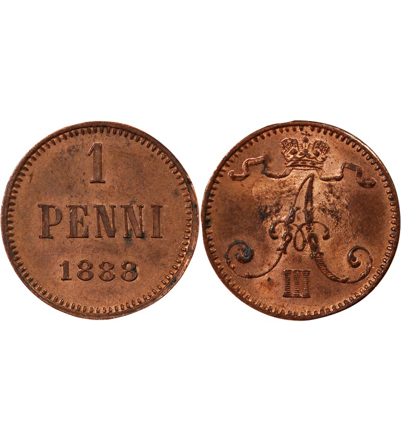 FINLANDE, ALEXANDRE III - 1 PENNI 1888