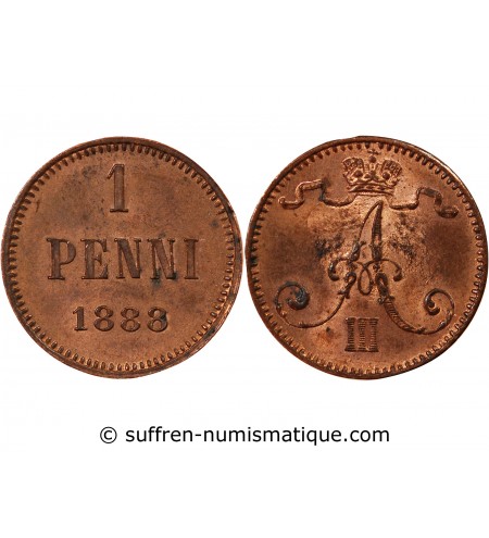 FINLANDE, ALEXANDRE III - 1 PENNI 1888