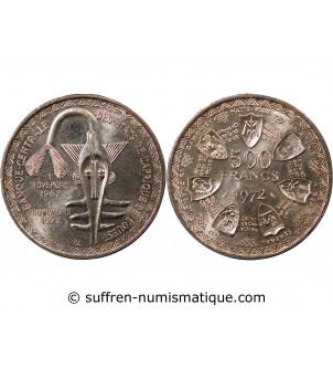 ETATS DE L'AFRIQUE DE L'OUEST, BCEAO - 500 FRANCS ARGENT 1972