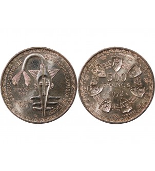 ETATS DE L'AFRIQUE DE L'OUEST, BCEAO - 500 FRANCS ARGENT 1972 2